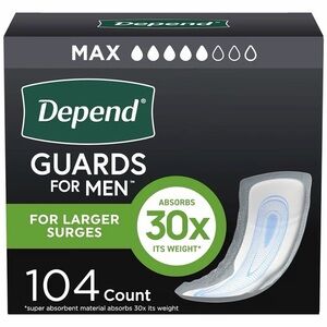 Depend Incontinence Guards/Bladder Control Pads Maximum Absorbency 52 count